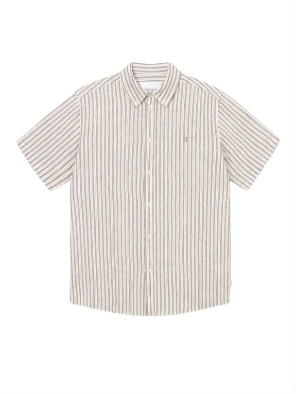 Les Deux Kris Linen SS Shirt - Light Ivory/Walnut