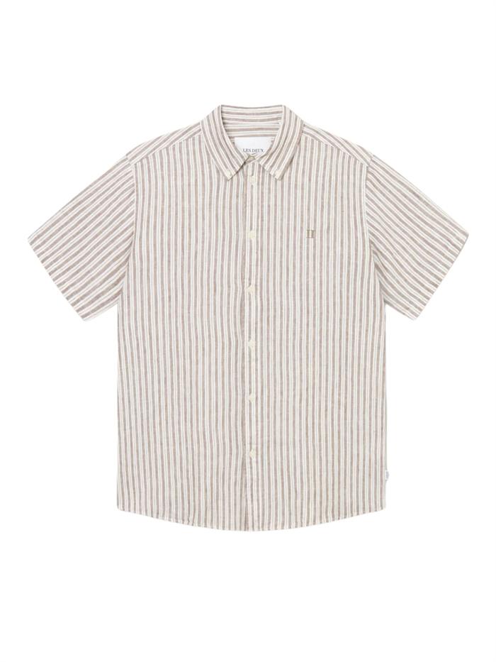 Les Deux Kris Linen SS Shirt - Light Ivory/Walnut