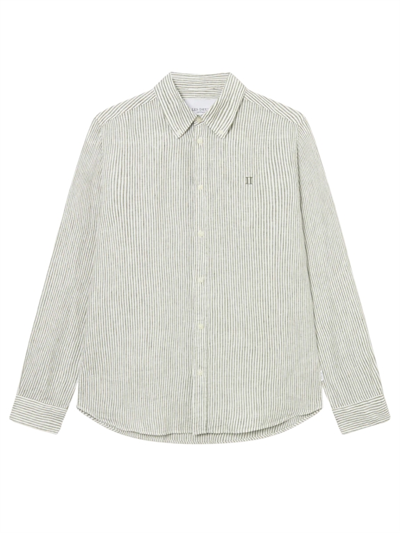 Les Deux Kristian Linen B.D. Shirt - Light Ivory/Lichen Green