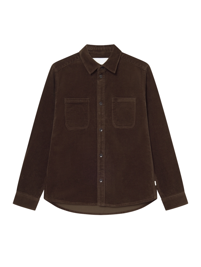 Les Deux Kody Corduroy Overshirt - Slate Brown