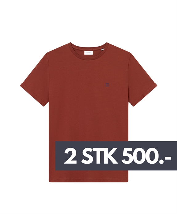 Les Deux Nørregaard Contrast T-shirt - Fired Brick Red