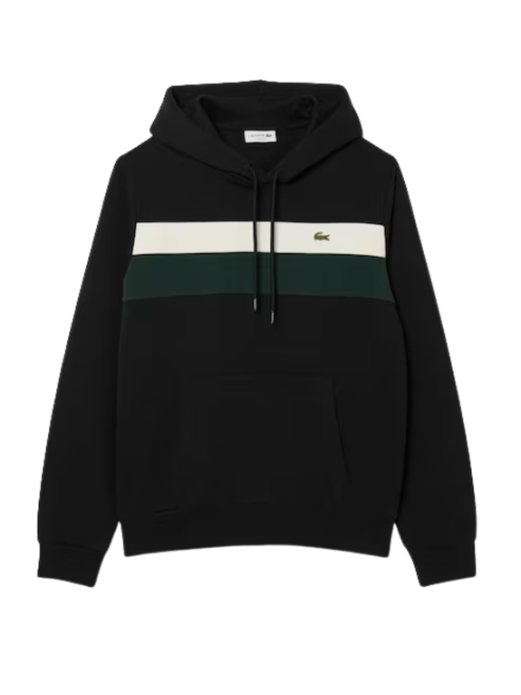 Lacoste Colour-Block Fleece Hoodie - Black/White/Green