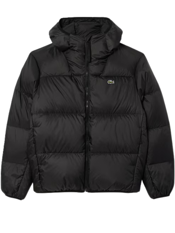 Lacoste Short Water-Repellent Hooded Puffed Jacket - Black