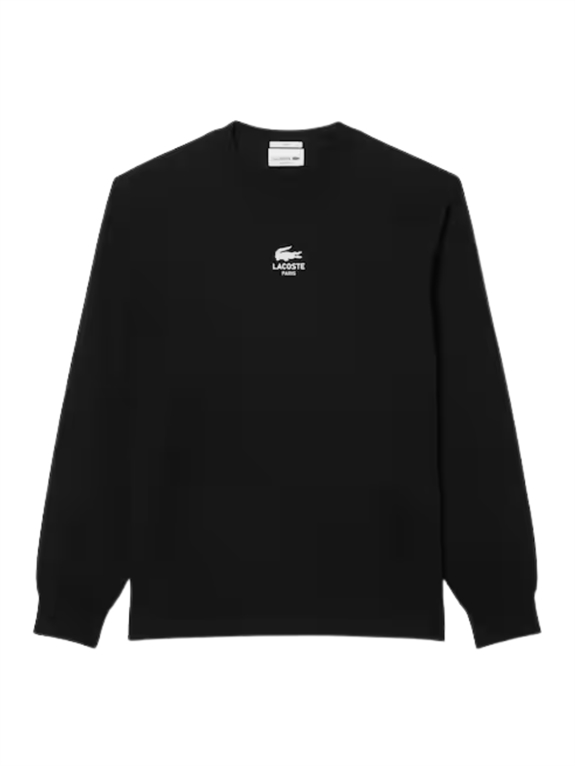 Lacoste Long Sleeved Lacoste Print T-shirt - Black
