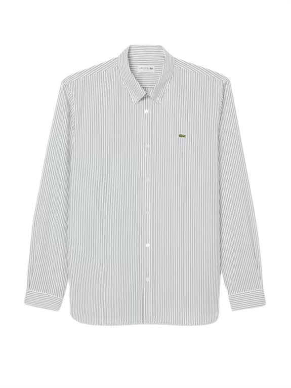 Lacoste Regular Fit Striped Pinpoint Shirt - White/Green