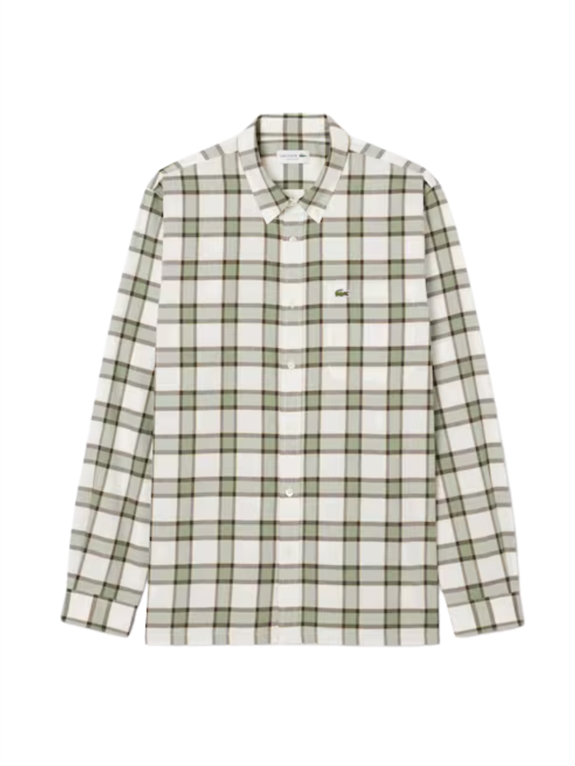 Lacoste Regular Fit Plaid Flannel Shirt - White/Yellow/Green
