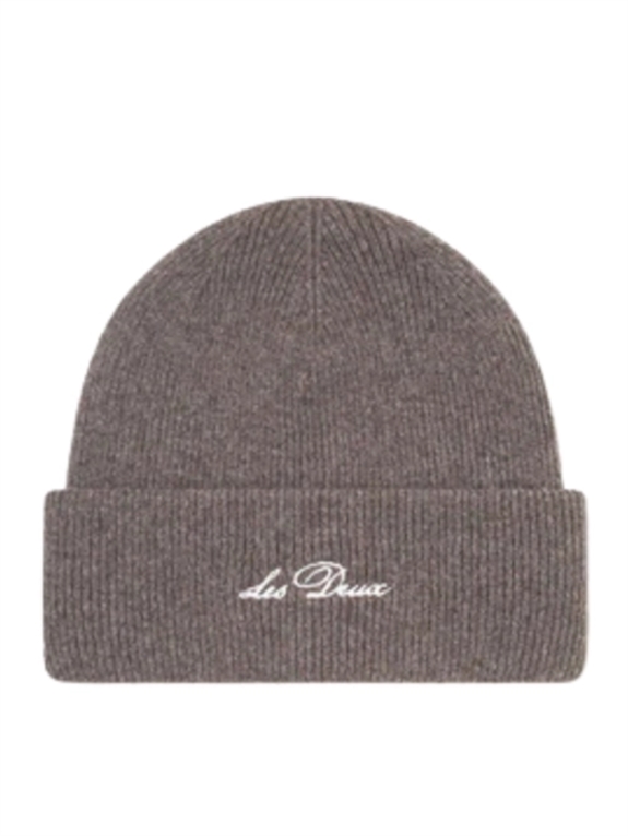 Les Deux Wayne Embroidered Beanie - Mountain Grey Melange