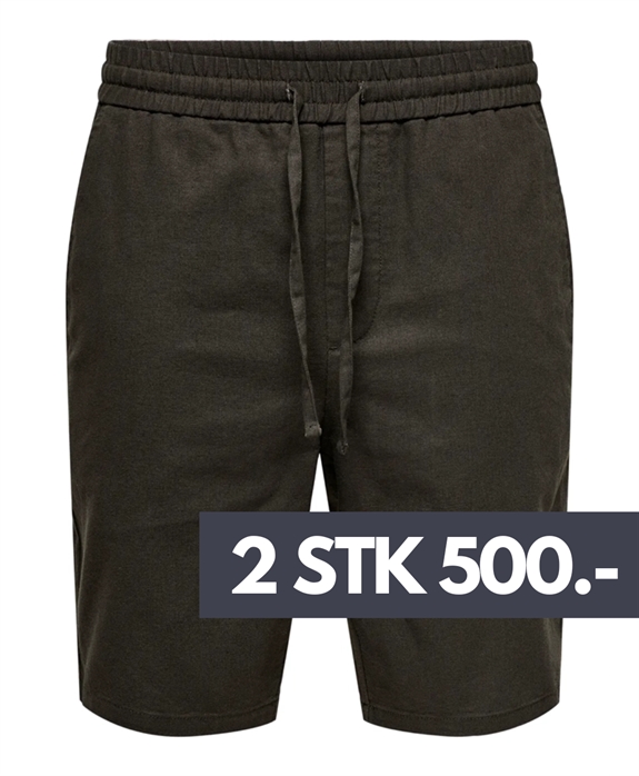 ONLY & SONS Linus 0007 Cotton Linen Shorts - Demitasse