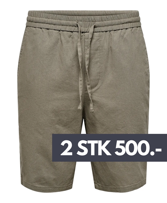 ONLY & SONS Linus 0007 Cotton Linen Shorts - Fallen Rock