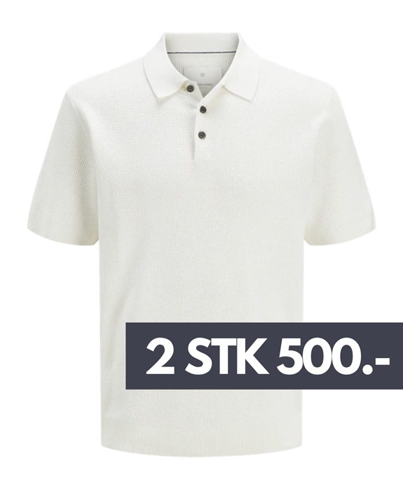 Jack & Jones Cooper Knit Polo SS - Cloud Dancer