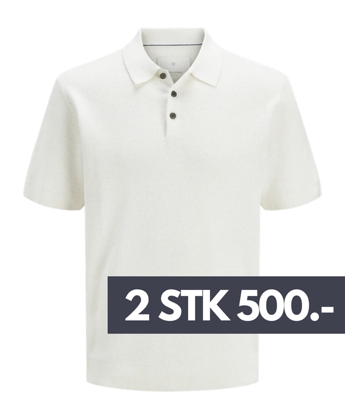 Jack & Jones Cooper Knit Polo SS - Cloud Dancer