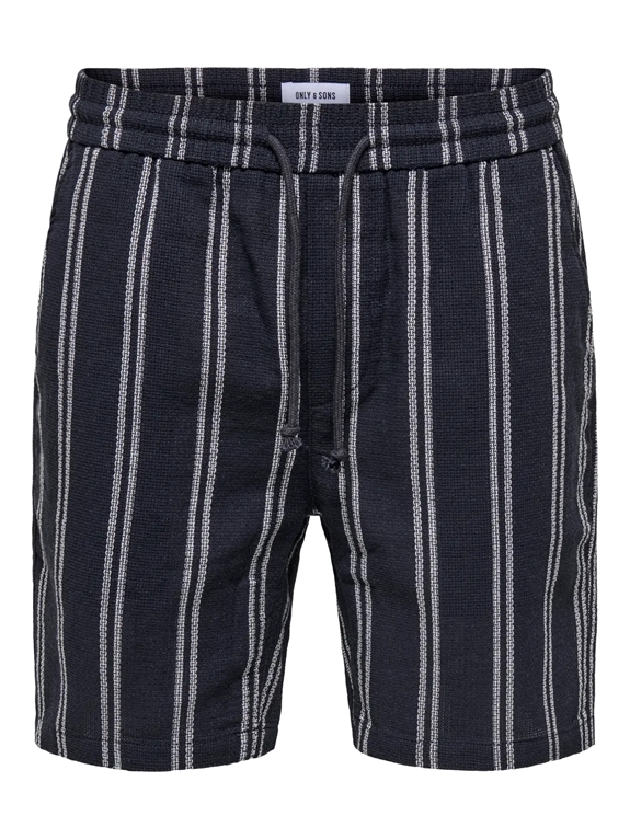 Only & Sons Trev Life Reg Structure Stripe Shorts - Dark Navy