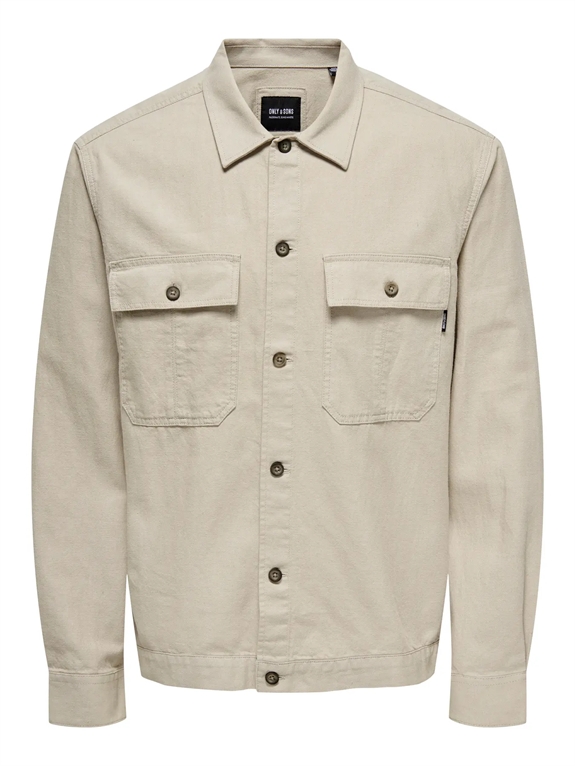 Only & Sons Kennet LS Overshirt - Silver Lining 