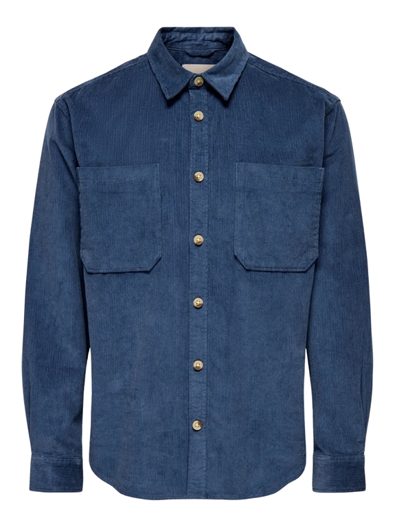 ONLY & SONS Alp RLX Washed Corduroy LS Shirt - Vintage Indigo