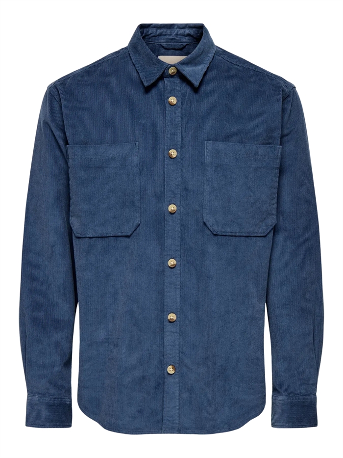 ONLY & SONS Alp RLX Washed Corduroy LS Shirt - Vintage Indigo