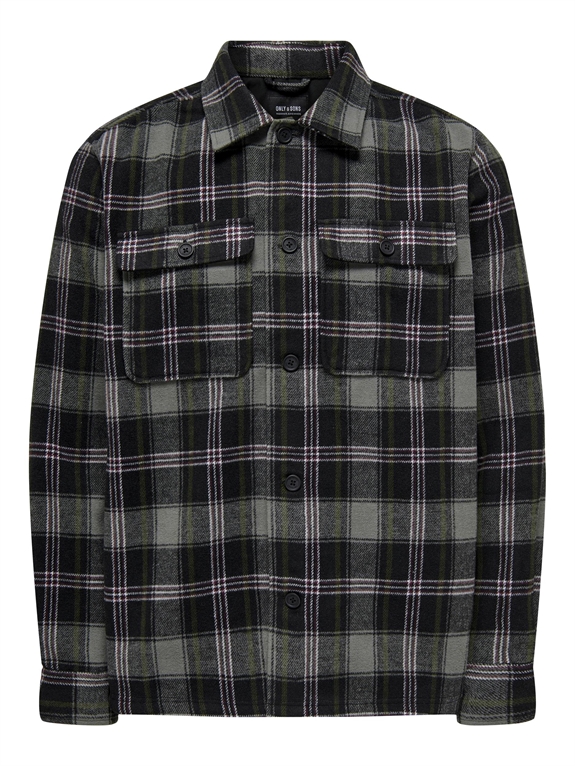 ONLY & SONS Ash Overshirt Check LS - Castor Gray