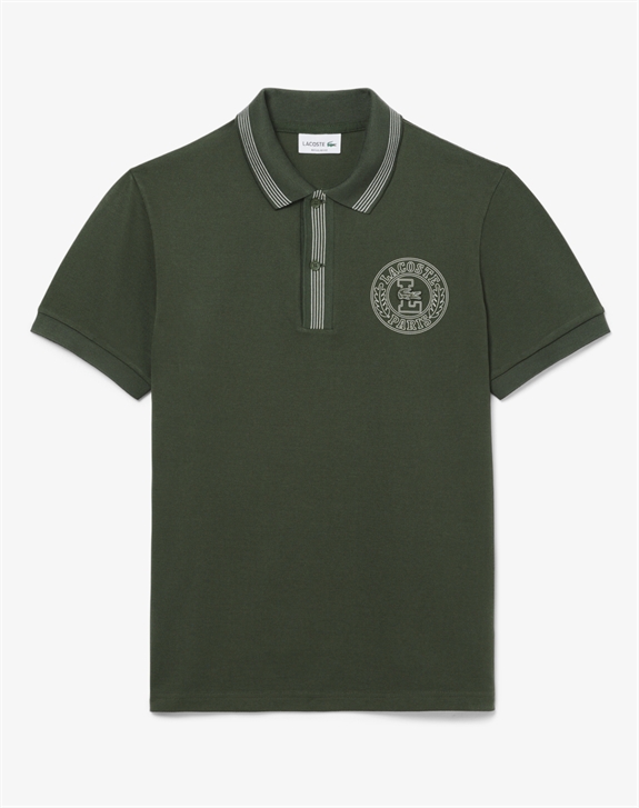 Lacoste Regular Fit L.12.12 Badge Print Polo Shirt - HCF Bottle Green