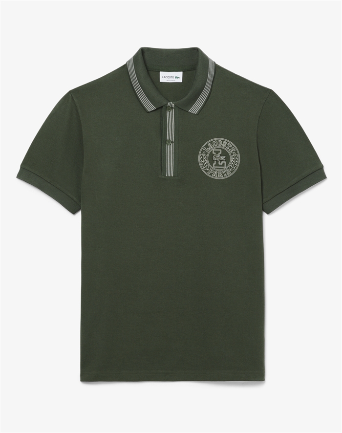 Lacoste Regular Fit L.12.12 Badge Print Polo Shirt - HCF Bottle Green