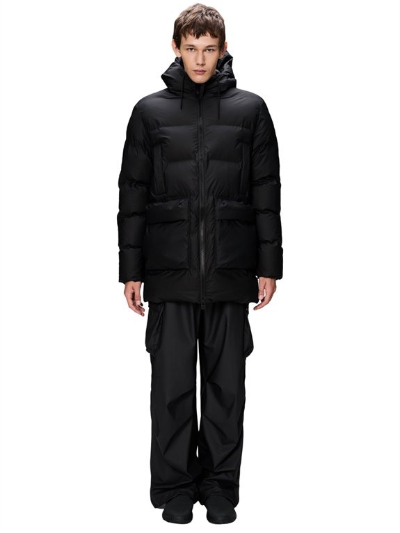 RAINS Alta Long Puffer Cargo Jacket W3T4 - Black