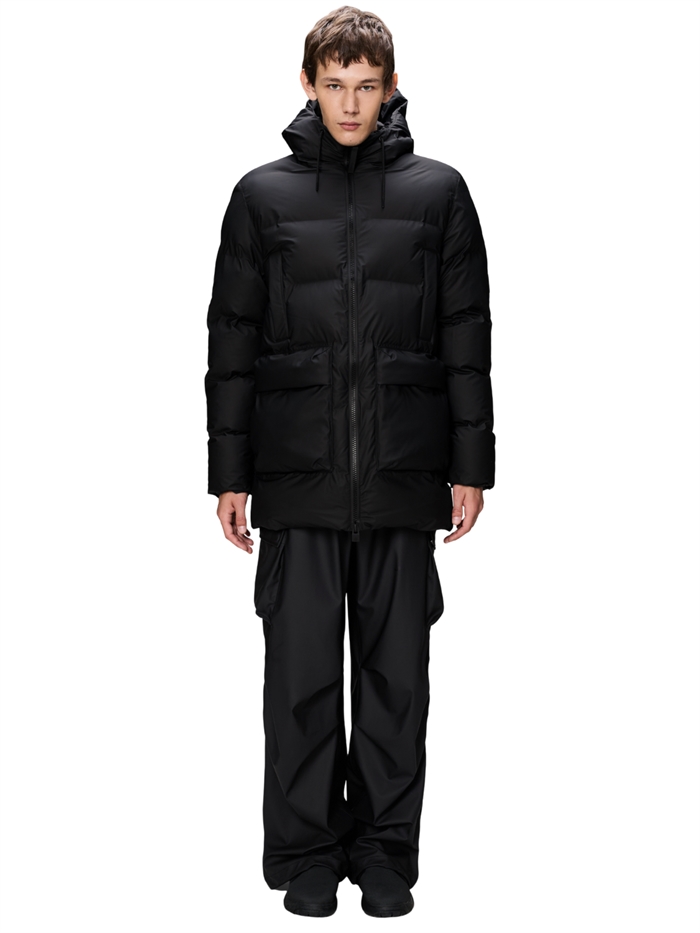 RAINS Alta Long Puffer Cargo Jacket W3T4 - Black