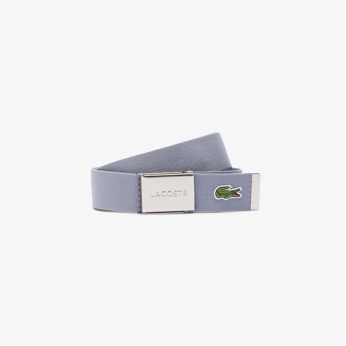 Lacoste Engraved Buckle Woven Fabric Belt - Grey