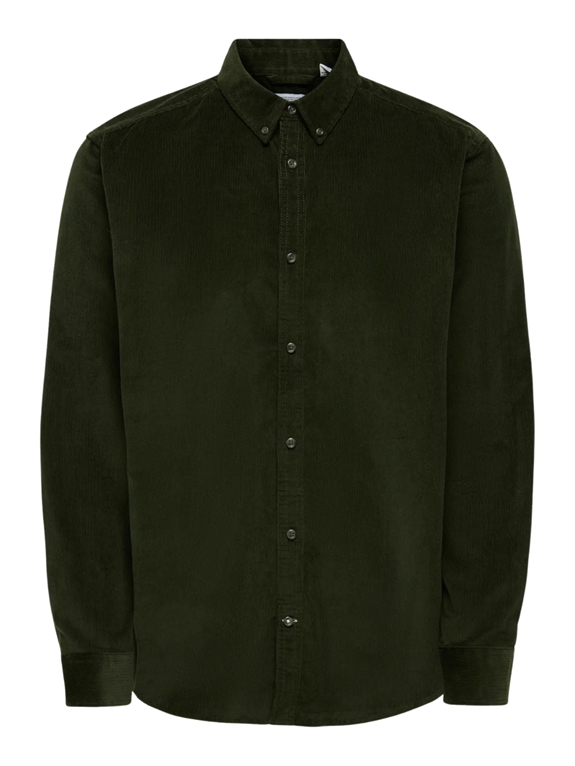 ONLY & SONS Michael 18W Reg Cord Stretch Ls Shirt - Rosin