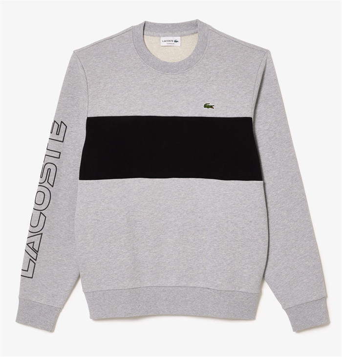 Lacoste Crew Neck Colorblock Sweatshirt - Silver Chine/Black