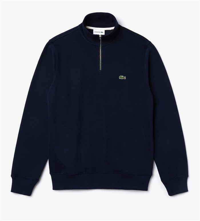 Lacoste High Neck Zipped Interlock Sweatshirt - Navy Blue