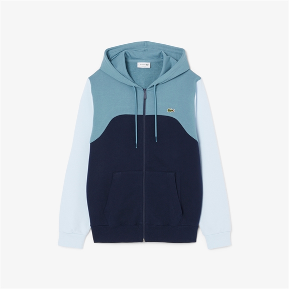 Lacoste Classic Fit Colour-Block Zip Sweatshirt - I0M Navy Blue/Limestone-Rill
