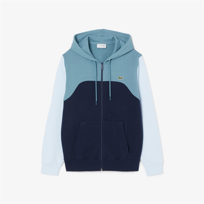 Lacoste Classic Fit Colour-Block Zip Sweatshirt - I0M Navy Blue/Limestone-Rill