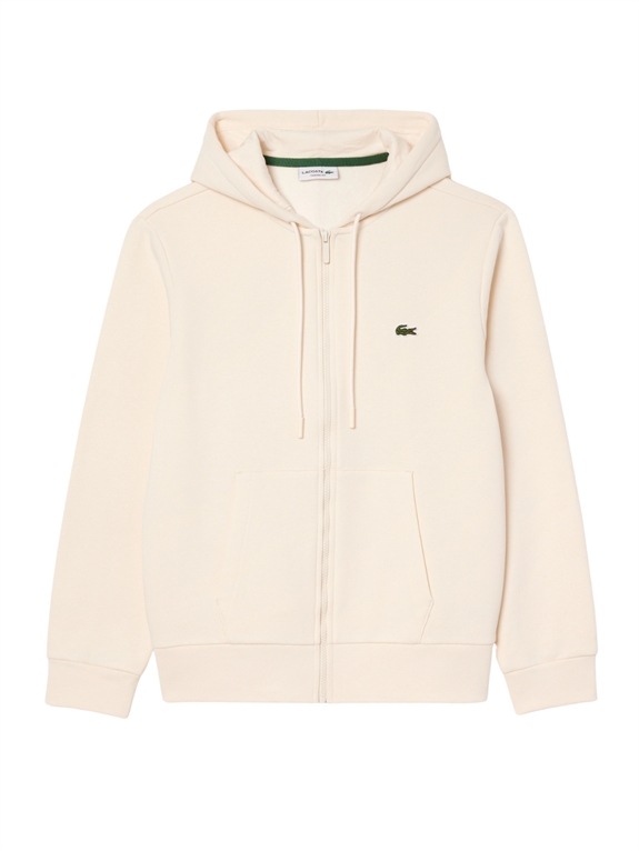 Lacoste Zip-Up Fleece Hoodie - Ecru White