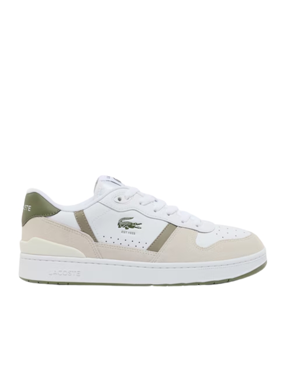 Lacoste Men's T-Clip Set Leather Sneakers - White/Khaki