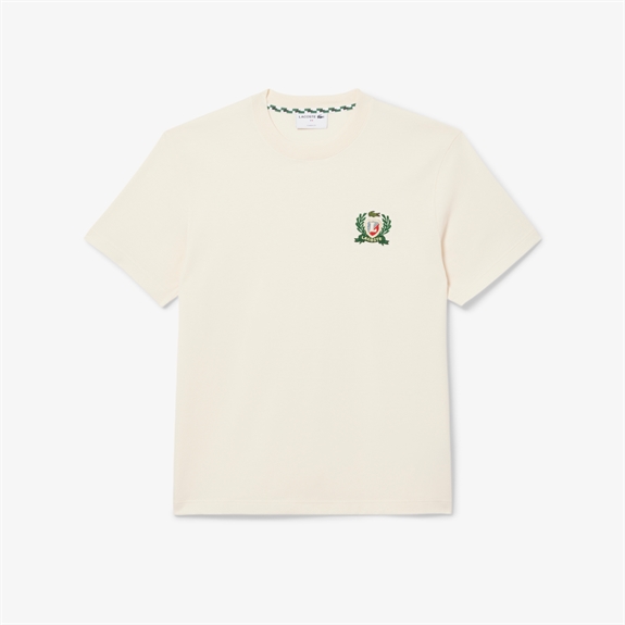 Lacoste French Made Embroidered Badge T-shirt - XFJ Ecru White