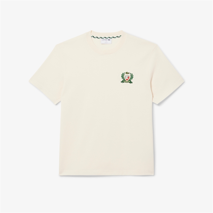 Lacoste French Made Embroidered Badge T-shirt - XFJ Ecru White