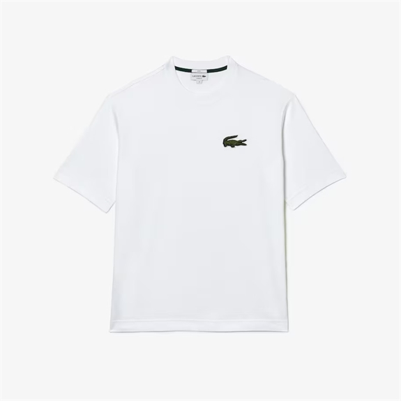 Lacoste Loose Fit Large Crocodile Organic Haevy Cotten T-shirt - White