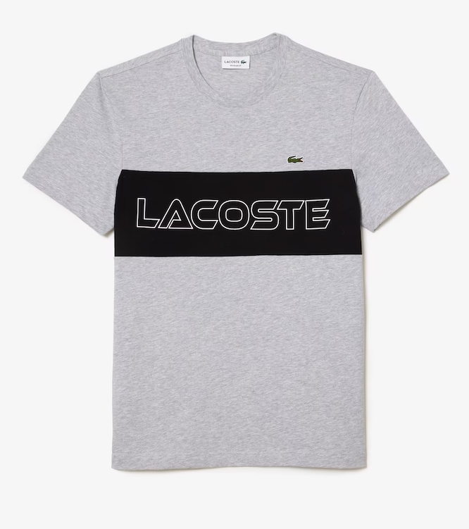 Lacoste Regular Fit Colorblock Print T-shirt - Silver Chine/Black