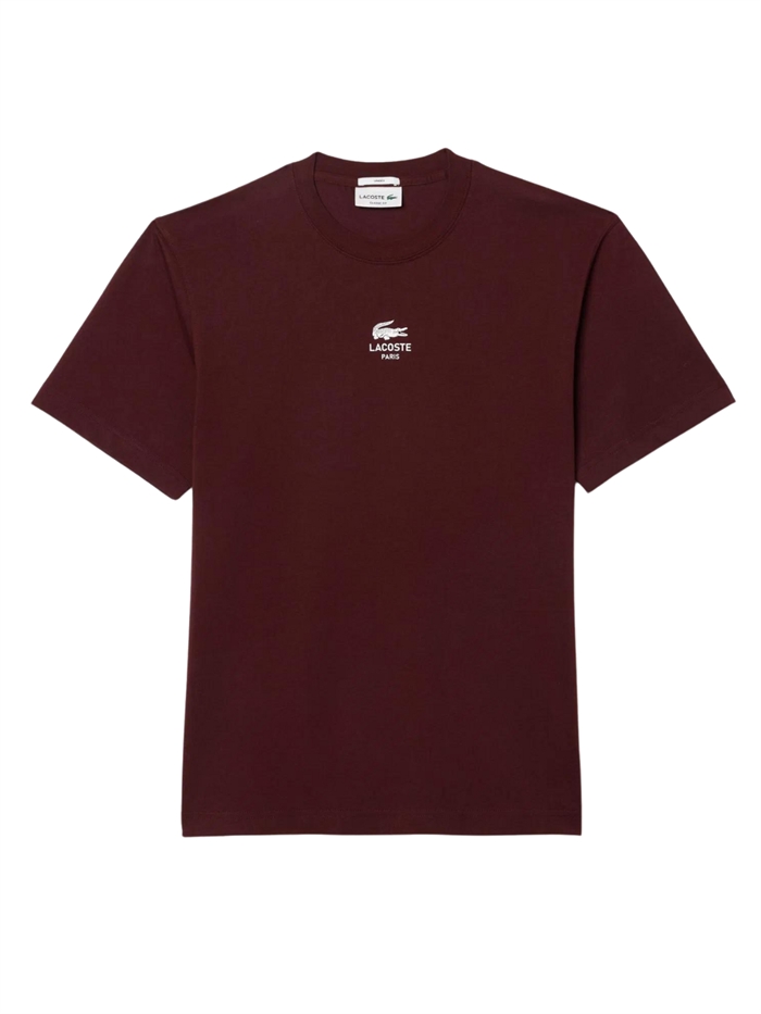 Lacoste Tiny Signature Print Cotton T-shirt - Bordeaux