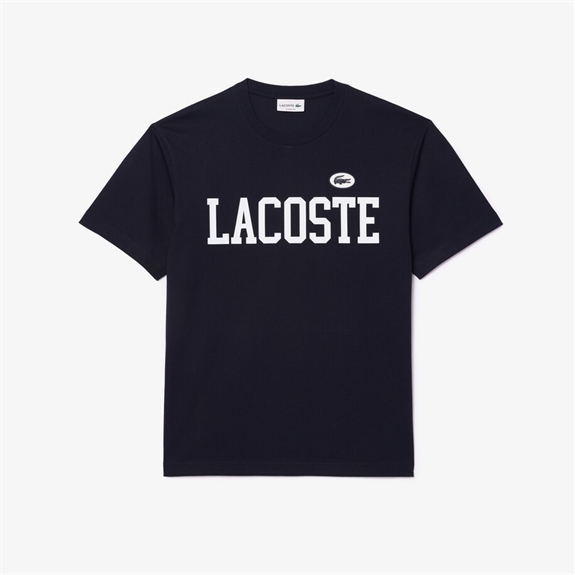 Lacoste Cotton Contrast Print And Badge T-shirt - Navy Blue