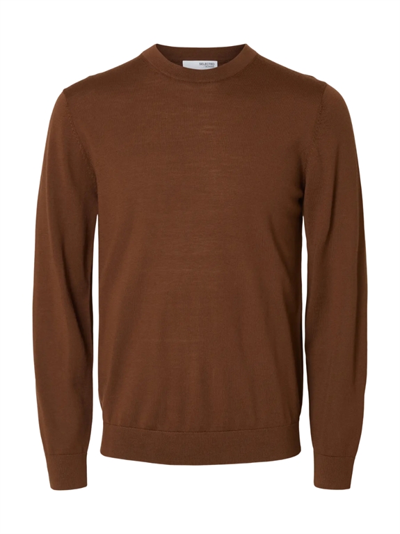 Selected Tray LS knit merino crewneck - Soft Silt