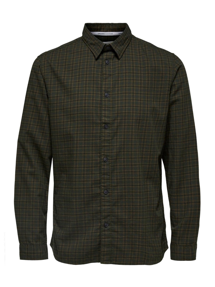 Selected Slimisac Shirt LS Check camp - Dark Olive/Check