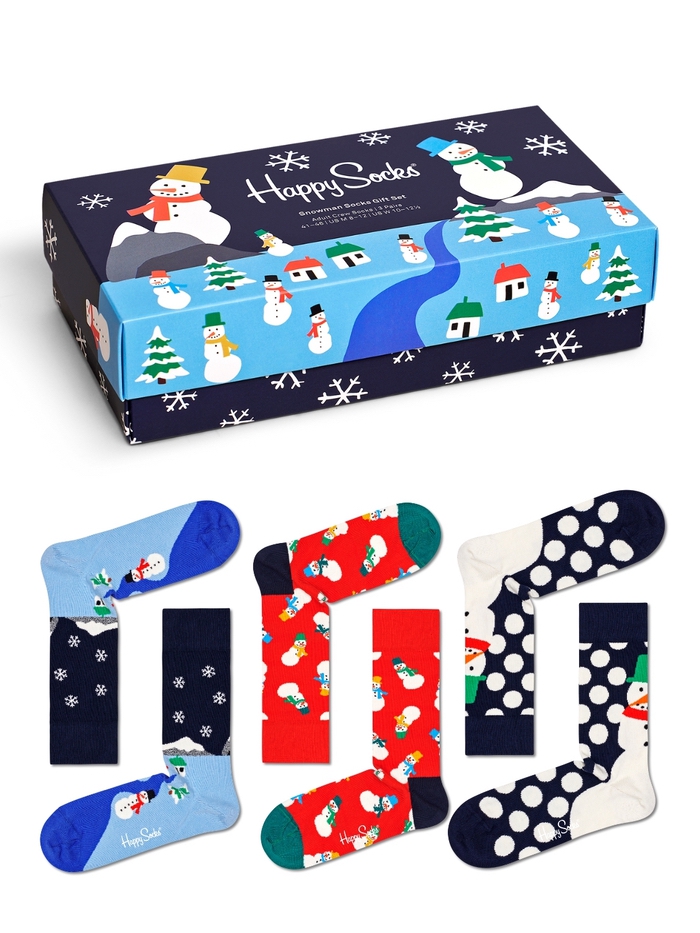 Happy Socks 3-Pack Snowman Socks Gift Set - XSNO08-6500