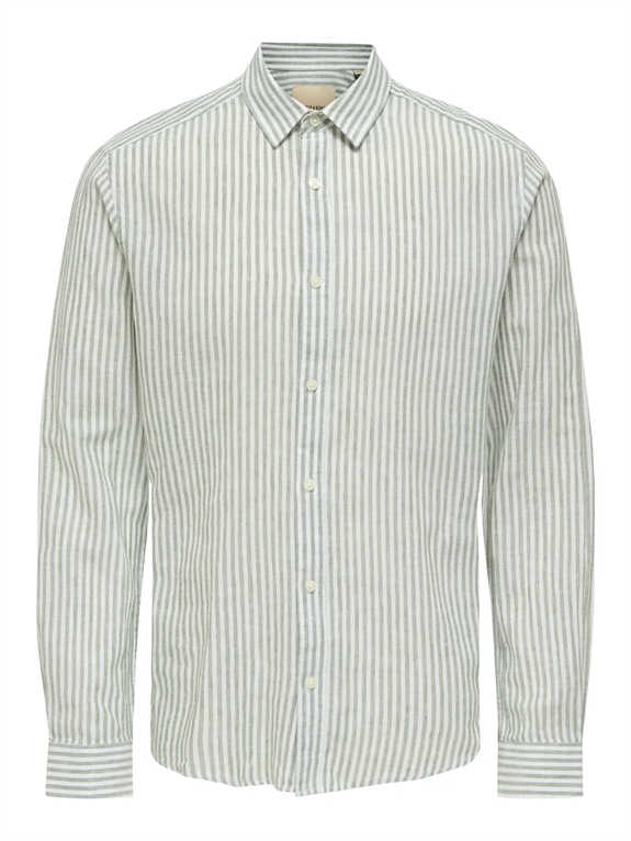 Only & Sons Caiden LS Stripe Linen Shirt - Sea Spray