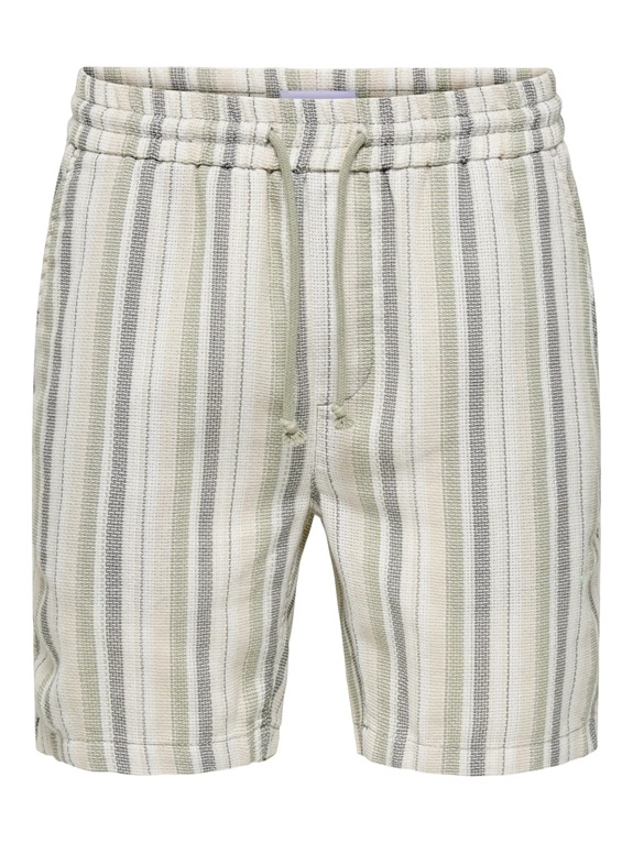 Only & Sons Trev Life Reg Structure Stripe Shorts - Seagrass/Multi Stripe