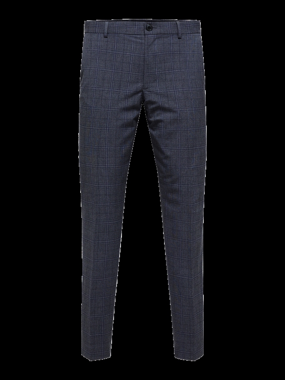 Selected Slim-Josh Grey Blue Check Trouser - Grey/Blue	