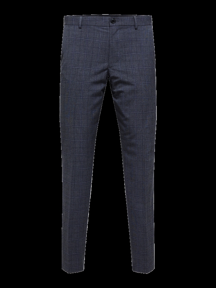 Selected Slim-Josh Grey Blue Check Trouser - Grey/Blue	