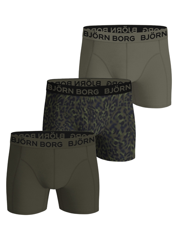 BJÖRN BORG Cotton Stretch Boxer 3-Pack - MP004 (Army, green, green mix)