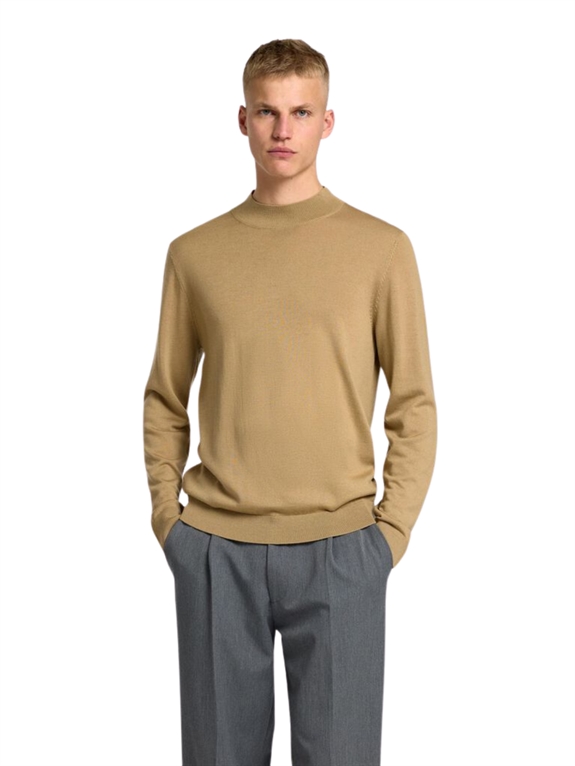 Selected Tray LS knit merino crewneck - Kelp