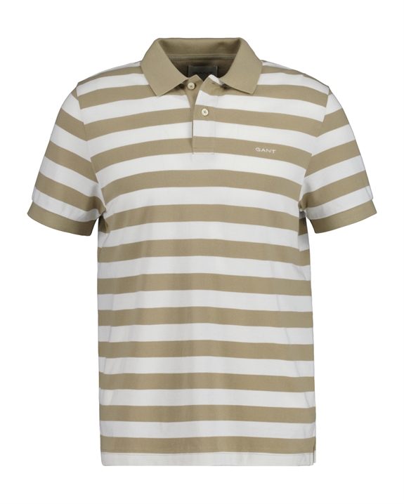 Gant Stripe SS Pique Polo t-shirt - Dried Khaki