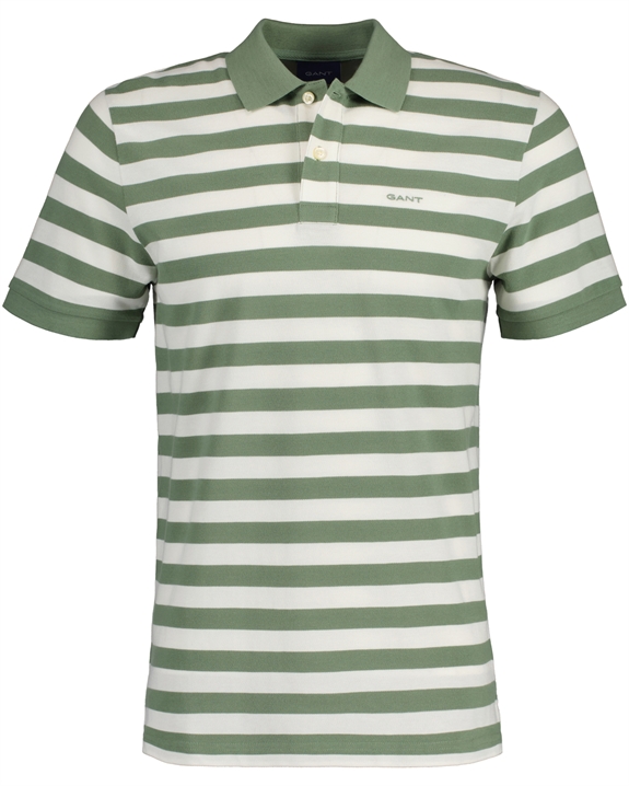 GANT Multi Stripe SS Pique Poloshirt - Kalamata Green