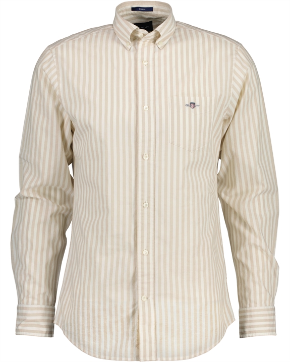 GANT Reg Cotton Linen Stripe Shirt - Dry Sand